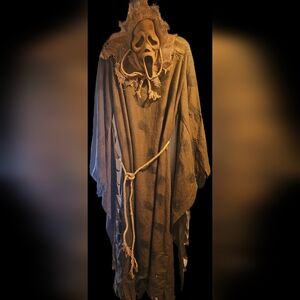Ghost Face Scarecrow Mask Scream Burlap Halloween Costume XL
